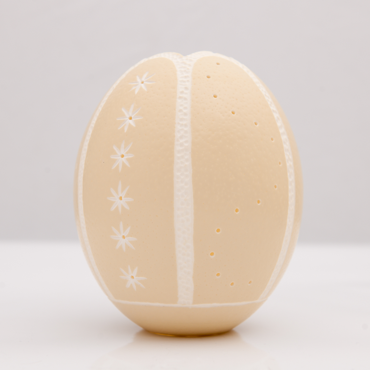 HAND CARVED OSTRICH EGG LIGHT