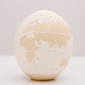 HAND CARVED OSTRICH EGG  LIGHT