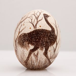 HAND PAINTED & CARVED OSTRICH EGG LIGHT